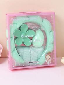 Zestaw prezentowy: 5 damskich opasek SPA z gąbki, opaska na nadgarstek i duża spinka do włosów z kwiatkiem, opakowanie dekoracyjne, odpowiednie na imprezy, prezenty i do codziennego użytku - Wielokolorowe - Zobacz 25