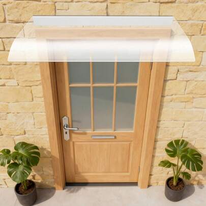 Clear Pc Window Awning Canopy, 31.5x13.58in Curved Pc Panel Door Awning, Weather Resistant Pc Rain Shelter, Wall Mounted Pc Outdoor Canopy, Modern Clear Pc Sun Shade Cover For Home Door Window Balcony Patio Corridor Garage