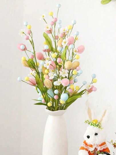 1/3/5 Stücke künstliche Osterblumen, Osterei und Beerenverzierungen, Frühlingsflorale Stiele und Osterei-Zweige. Geeignet als zentrale Dekorationen für Blumenarrangements in Vasen während Hauspartys. Für Heimdekoration im Wohnzimmer, Schlafzimmer, Küche, Esstisch, Arbeitszimmer, Garten und anderen Räumen.