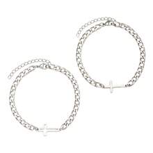 Stainless Steel Cross Couple Bracelet Set, Valentine's Day Jewelry - As Shown In the Figure - View 4