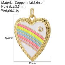 1个铜质时尚优雅迷你心形吊坠，DIY手链项链耳环首饰配件 - 彩色 - 查看 34