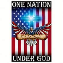 A Country Under God Patriotic Eagle Garden Flag Double-Sided Polyester Fiber, 12x18inch, American Flag Design With Cross And Eagle, Perfect For July 4th, Indoor Outdoor Decoration, No Power Required - A - 查看 4