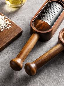 1 pieza Rallador de queso de acero inoxidable con mango de madera, cortador de caja de queso multifuncional, herramienta de cocina - Multicolor - Ver 5