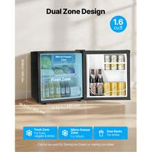 Mini Fridge, 1.6 Cu.Ft, Single Door Compact Refrigerator, Adjustable Temperature, Metal Shelf, Energy Efficient Small Refrigerator, Reversible Door, Low Noise, For Bedroom Dorm Office, Black - 1.6 Cu.Ft, Single Door, Black - View 2