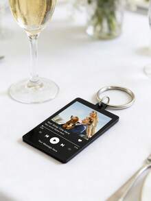 Custom Photo Music Keychain: Personalised Song Display With Optional Message,Song Keychain Personalised Album Style Keyring Music Boyfriend Girlfriend Valentines Music Love Birthday Wedding.Personalised Music Keychain: Custom Photo & Message Gift For Music Lovers - Multicolor - View 5
