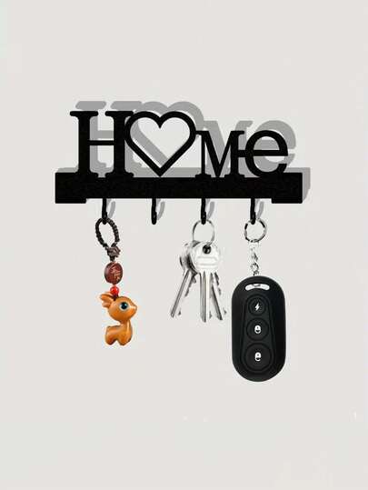1个心形钥匙架 - 2种颜色可选（安装需钻孔），墙面玄关钥匙收纳架，家居客厅装饰