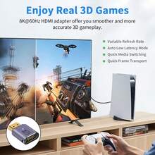 8K  延長アダプタ, 超高速48Gbps  2. 1 オス to メス延長アダプタ, 8K 60Hz / 4K 120Hz HDR対応 Switch/ テレビ/ HDTV/ Roku/  360/ / PS3などに対応, 1枚 - チェックする 6