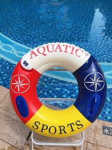 1PC Double Airbag Inflatable Swimming Ring Pool Float Ring Leak-Proof With Handle Inflatable Swimming Tube For Pool And Beach - Multicolor - View 3