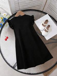 Teenage Girls' Ombre Interesting "67" Graphic Print Casual Elegant Dress - Black - View 4