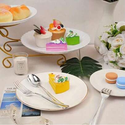 Juego de cubiertos de plata, elegante juego de vajilla, fácil de limpiar, reutilizable, adecuado para barbacoas al aire libre, actividades de equipo, fiestas de cumpleaños, cenas de boda y otros eventos