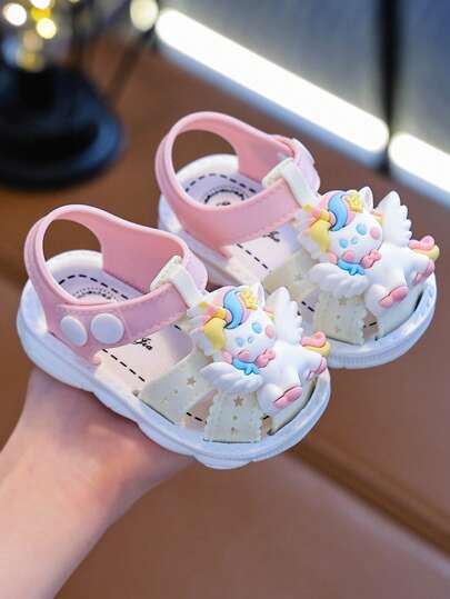 2026 Summer New Kids Toddler Infant Closed Toe Sandals, 0-4 Years Old, Cute Cartoon Fashion, Anti-Collision Anti-Kick Hook And Loop Closure