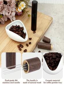 Coffee Bean Ingredient Cup Spray Bottle Set Coffee Or Tea Ceramic Ingredient Container Measuring Tray Set Espresso Accessories With 6 Needles Espresso Distribution Tools - Multicolor - View 10