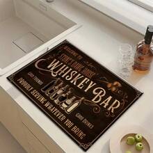 1件复古咖啡印花图案橡胶晾干垫，耐用硅胶餐垫，适用于咖啡馆、餐厅餐具、厨房地毯、宠物垫 - 彩色 - 查看 18