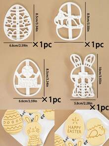 4/2/1pc Easter Cookie Cutter Set, Rabbit/Egg Pattern Stamps, Cookie Stamps, Baking Molds, Dessert Cookie Making Tools, Kitchen Gadgets, Reusable Molds, Suitable For DIY Crafts, Easter Party Gifts - Multicolor - View 17