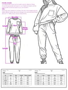 女士纯色舒适圆领长袖上衣和抽绳长裤休闲两件套，情人节/春季服装 - 酒紅色 - 查看 12