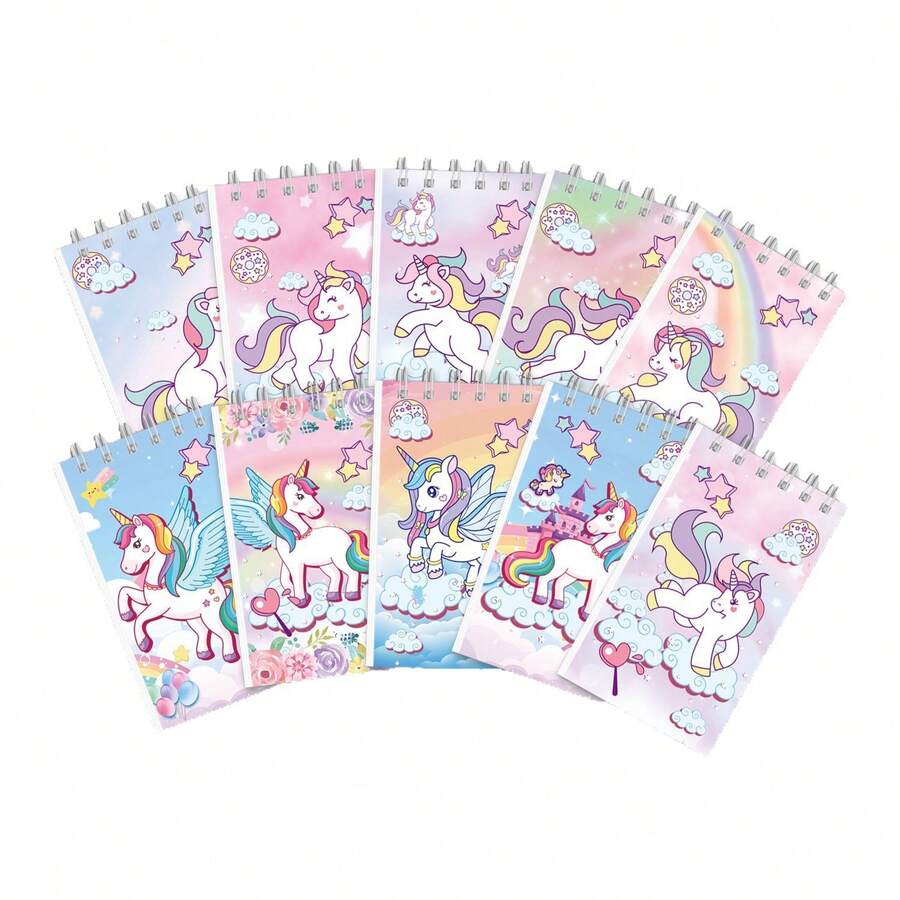 5本卡通线圈笔记本，卡通主题口袋便签本，卡通记事本，日记本，办公便利贴，学生日记本，返校礼物 - 彩色 - 查看 1