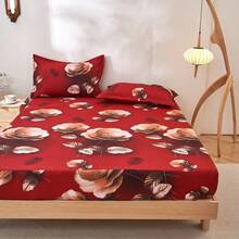 3件套3D立体印花卧室床单套装（1张床单+2个枕套），亲肤面料，含枕套，不含枕芯，家用床上用品套装，可机洗 - 花雅圖 - 查看 2