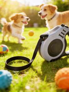 5M Durable Retractable Dog Leash, Dual Button Control And One-Click Brake Lock, Ergonomic Comfortable Handle, Battery-Free Operation, Suitable For Medium To Large Dog Breeds - Grey - View 7