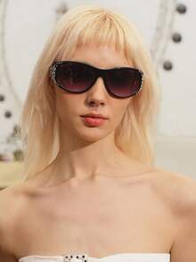 Glisma Punk-Inspired Fashion Glasses, Fashion Retro Eyewear PC Lens, Wide Frame Legs & Durable Metal Hinge, Eyeglasses For Women And Men Preppy Style - Multicolor - View 8