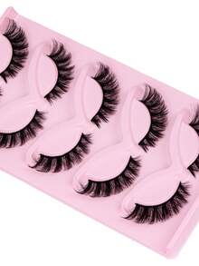 5 pares de pestañas de ojo de gato, suaves y ligeras, tiras de pestañas similares a las de visón para un aspecto de maquillaje natural, pestañas, pestañas postizas - Negro - Ver 4