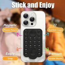 1pc Magsafe Suction Cup Cell Phone Holder, Hands-Free Magnetic Cell Phone Suction Cup For Selfies And Videos, Mirror Shower Cell Phone Holder, Fitness Equipment Accessory, Outdoor Photography Support Bracket, Lazy Man Bracket, Cell Phone Holder For Indoor Outdoor Home Gym Car Kitchen Bathroom - Multicolor - View 11