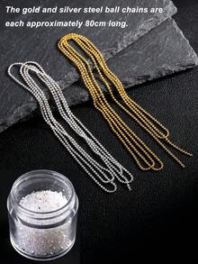 1 Lọ trang sức móng tay kim cương màu AB lấp lánh, đá mini đính kèm, dây chuyền bi thép mạ vàng và bạc, mặt dây chuyền đá quý 3D thiết kế Y2K, phụ kiện trang trí móng tay thời trang quyến rũ, phụ kiện làm móng tại nhà, đồ dùng làm móng tự làm. - Nhiều màu - Xem 11