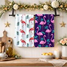 2/4/6pcs Flamingo Pattern Dish Towels, Super Absorbent Microfiber Modern Dish Cloths, Cooking And Baking Tea Towels, Cleaning Rags, Hand Towels, Soft And Highly Absorbent, Kitchen Decor, Gifts For Neighbors, Mothers, Birthdays, Housewarming For Friends, Kitchen Essentials, Daily Necessities - Multicolor - View 6