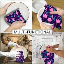 2/4/6pcs Flamingo Pattern Dish Towels, Super Absorbent Microfiber Modern Dish Cloths, Cooking And Baking Tea Towels, Cleaning Rags, Hand Towels, Soft And Highly Absorbent, Kitchen Decor, Gifts For Neighbors, Mothers, Birthdays, Housewarming For Friends, Kitchen Essentials, Daily Necessities - Multicolor - View 11