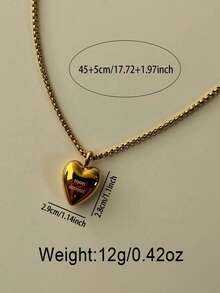 1件不锈钢镀金镂空心形吊坠项链，刻有“Mon Amour”字样，男女皆宜的18K镀金颈链，适合日常佩戴、约会、情人节礼物 - 金色 mon amour - 查看 5