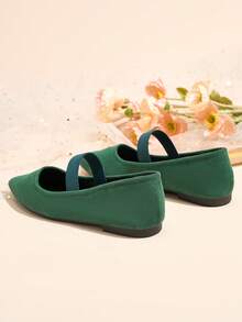 Flatjoy 2026 Elegant Summer Women's Flat Pointed-Toe Ballet Shoes, Green, Suitable For Casual Or Work Occasions, Slip-On Design, Soft Leather Sole, British Style - Green - View 6