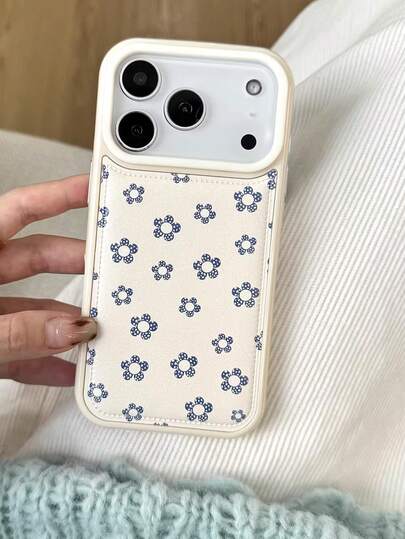 1 PC, Maiden Temperamental Tenderness Skin Grain Haze Blue Flowers Following Applies To Iphone17 Iphone17promax/Iphone16 Pro Max/Iphone15 Pro/Iphone14 Iphone13/12/11, Suitable For Family/Friends/Sister/Girlfriend On Valentine's Day Gift/Birthday Gift/Mother's Day Gift