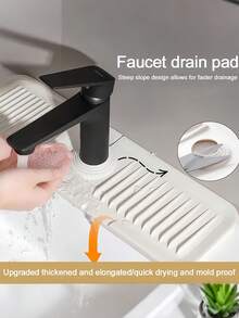 5° Tilted Faucet Splash Guard With Silicone Drip Tray, Non-Slip Faucet Drain Rack For Kitchen Sink, Bathroom, RV, Coffee Bar - Essential Home Decor Accessory - Multicolor - View 12