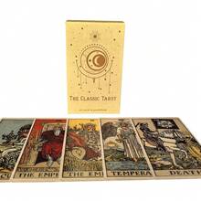 1pc The Classic Tarot Oracle Card Game, English Version, Leisure & Entertainment, Family Gathering, Holiday Card Game, Party Activity, Comes With Instruction Booklet - Champagne - View 1