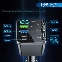 100W 2Type-C Car Charger Fast Charging PD QC3.0 USB C Car Phone Charger Type C Adapter In Car Compatible With Iphone Holiday Gift - one-size - View 6
