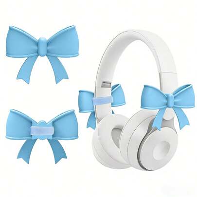 2pcs Headphone Butterfly Decor, 1 Pair Cute Headphone Butterfly Accessories, Silicone Headphone Butterfly Ornament, Washable, Adjustable Strap, Soft & Stretchable, Suitable For Various Headphones