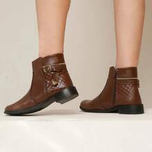 Women's Dress Boot With Lined Side Zipper And Low Heel - 鏽棕色 - 查看 3