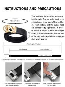 男士纹理PU皮革腰带，配箭头圆形自动扣，金色/银色/黑色镀层扣环，可调节棘轮设计，白色缝线细节，奢华商务休闲风格，父亲节和周年纪念日的完美礼物 - 彩色 - 查看 8