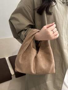 Cloud-Shaped Handbag, Underarm Bag, High-End Pleated One Shoulder Handbag For Women - Khaki - View 5