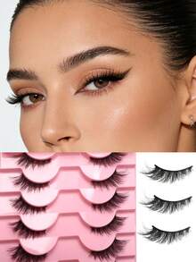 Half-Eye False Eyelashes, Eyelash Extension, Fox-Style False Eyelashes, Cat-Eye Style Eyelashes, Full Strip, Black Curled 3D False Eyelashes, C-Curl, Length 3-13mm Thick Style, Eyelashes Suitable For Daily Wear, Parties, Commuting, Travel, Party Queen - View 3