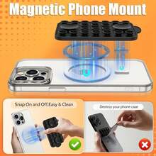 1pc Magsafe Suction Cup Cell Phone Holder, Hands-Free Magnetic Cell Phone Suction Cup For Selfies And Videos, Mirror Shower Cell Phone Holder, Fitness Equipment Accessory, Outdoor Photography Support Bracket, Lazy Man Bracket, Cell Phone Holder For Indoor Outdoor Home Gym Car Kitchen Bathroom - Multicolor - View 10
