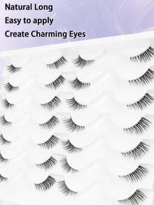 14Pairs Half Lashes Faux Mink Lashes Transparent Stems,Short Accent Reusable False Eyelashes Natural Fluffy Makeup Tools Extension - View 2