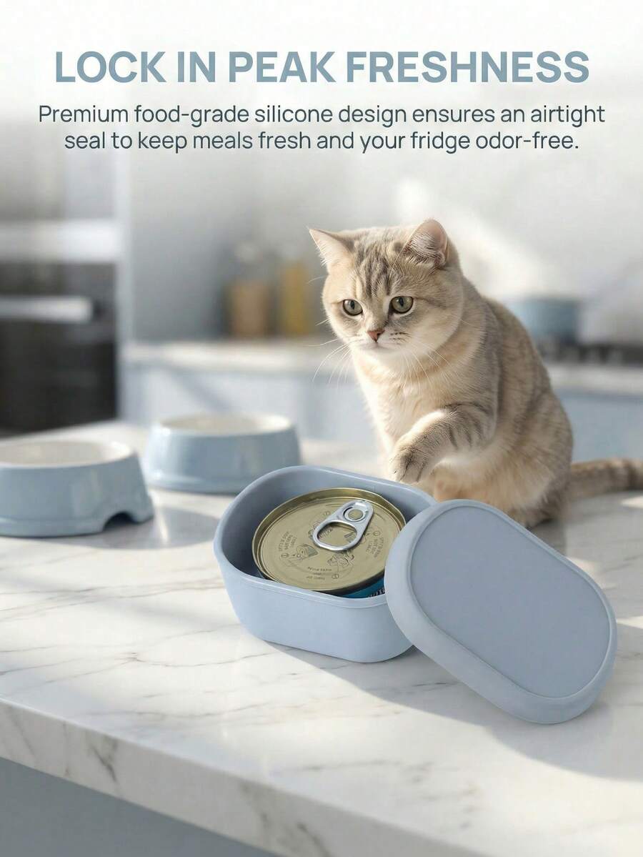 3oz Cat Food Storage Container, Made Of Silicone Material With Airtight Lid, Reusable, 200ml/7oz Capacity, Keeps Food Fresh - Multicolor - View 1