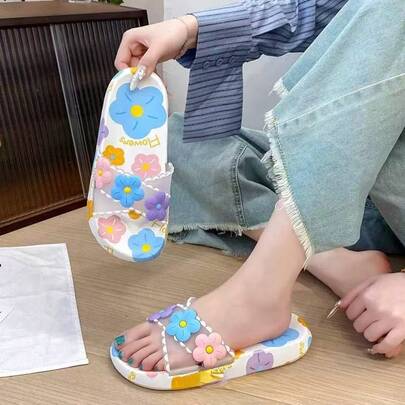 Women's Floral Print Slippers | Soft, Anti-Slip, Odor-Resistant | Breathable For Indoor & Outdoor Wear