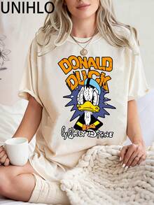 Disney UNIHLO Mickey  Print  Summer Casual Versatile Pure Cotton T-Shirt Suitable For Any Place - trắng - Xem 1