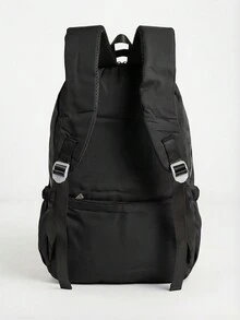 Casual Nylon Backpack With Large Capacity And Cute Charm For School - Black - View 2