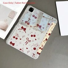 10.9/10.2 Inch Tablet Case With Pencil Slot, Fit For Air 5th Gen/Pro11/10th/9.7/Air 2/7th Gen/8th Gen/Air 4/5/Pro 11/10th Gen 10.9 Inch 2022/Air 13(M3 2025)/Air 11(M3 2025)/11(A16 2025), Cherry Red & Pink Bow Design, Compatible With Galaxy Tab S10+/S9/A9, 5/5PR/6/6PRO/7/7PRO, Auto Sleep/Wake - Multicolor - View 4