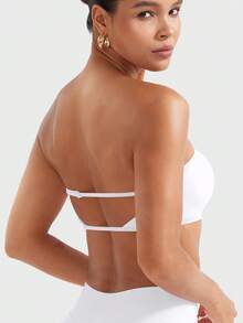 VOYJOY Impact Backless Bandeau Bra Workout Strapless Bandeau Basic Tank Top Adjustable - White - View 6