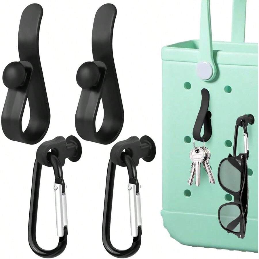Keychain Hook Charms 4Pcs Key Holder, Insert Clip, Carabiner Accessories Compatible With Bogg Bags, Beach Bags, Tote Bag, Organizer For Women, Kids, Travel Use - C - 查看 1