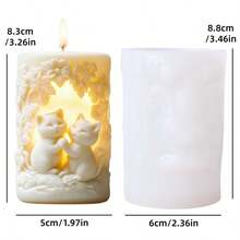 1pc Two Frolic Cute Kitty Relief Cylinder Candle Mold Silicone Mold Cute Kitty Flower Vine Relief Column Scented Candle Mold Easter Mold Cute Cat Resin Plaster Cement Concrete Mold Easter Gift - A-White - View 7