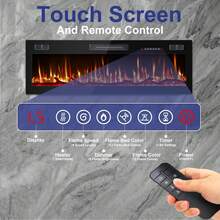 50"Ultra-Thin Silence Linear Electric Fireplace – Recessed & Wall Mounted Fireplace Heater With 12 Adjustable Flame Colors, Remote Control, Log & Crystal Options, 750W/1500W - 50inch - View 3